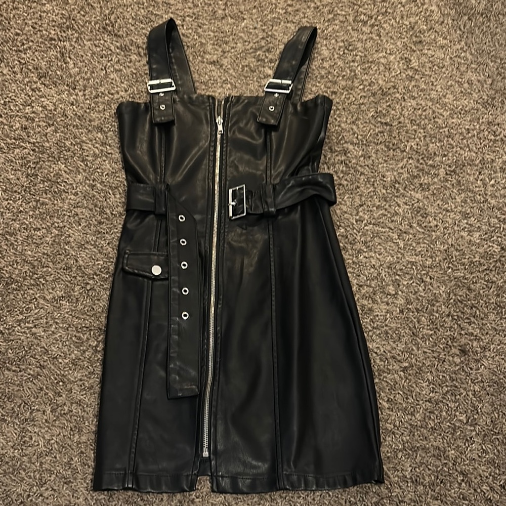 H&M Black Sheath Mini Dress Buttoned Tie Front